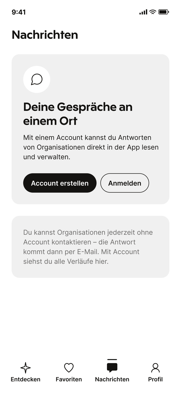 Messages · without account screen