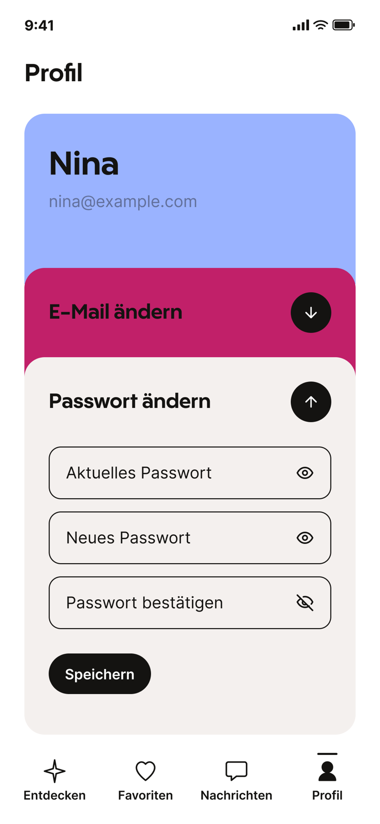 Profile · with account screen