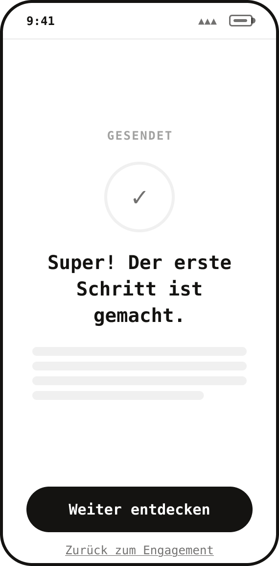 Wireframe: Message sent