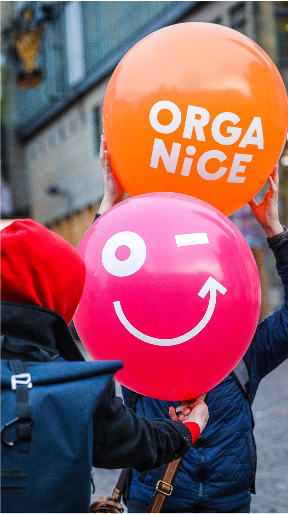Organice balloons at a demonstration