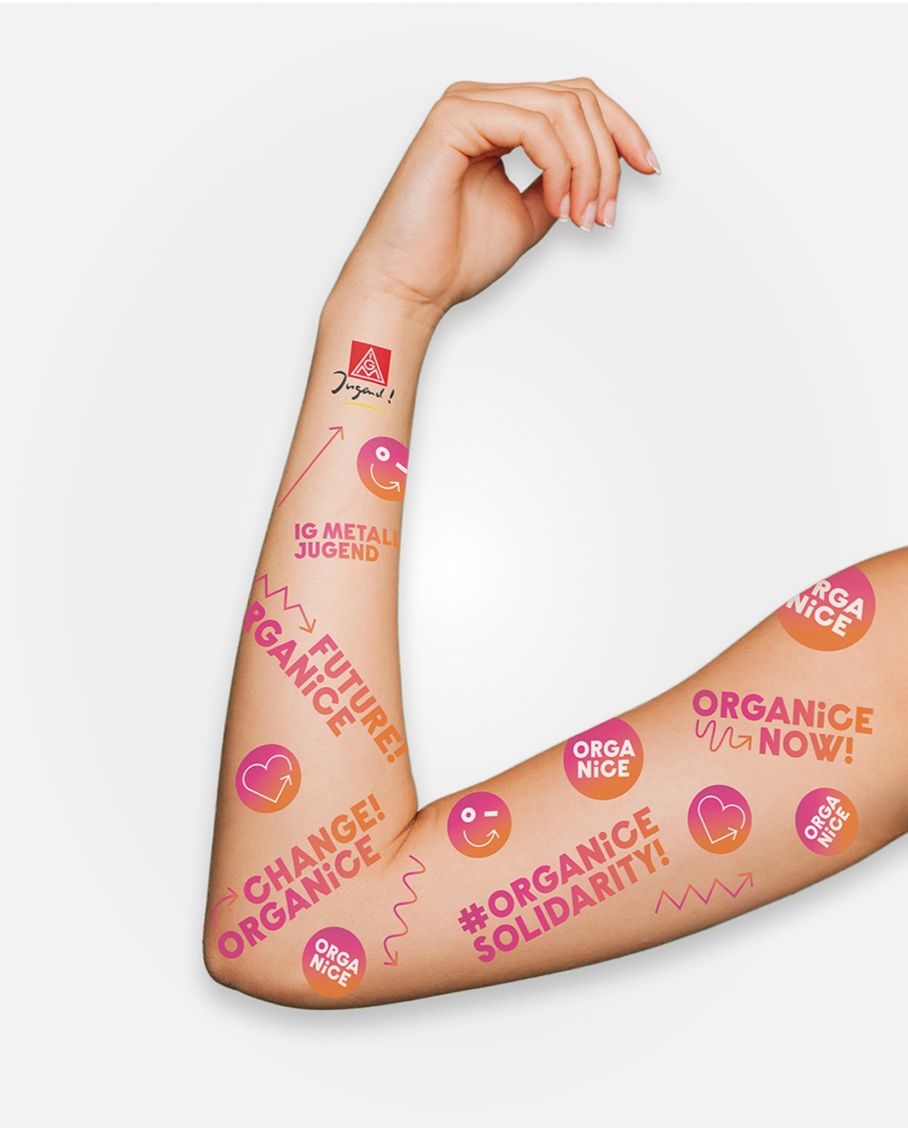 Organice temporary tattoos on an arm
