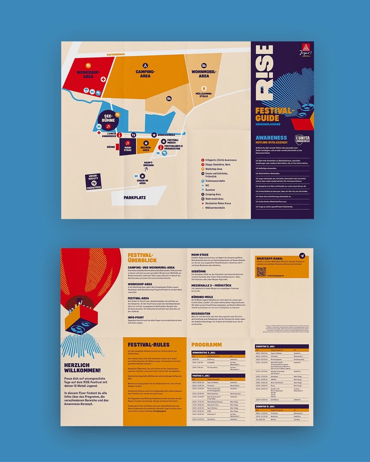 R!SE festival site map and program flyer